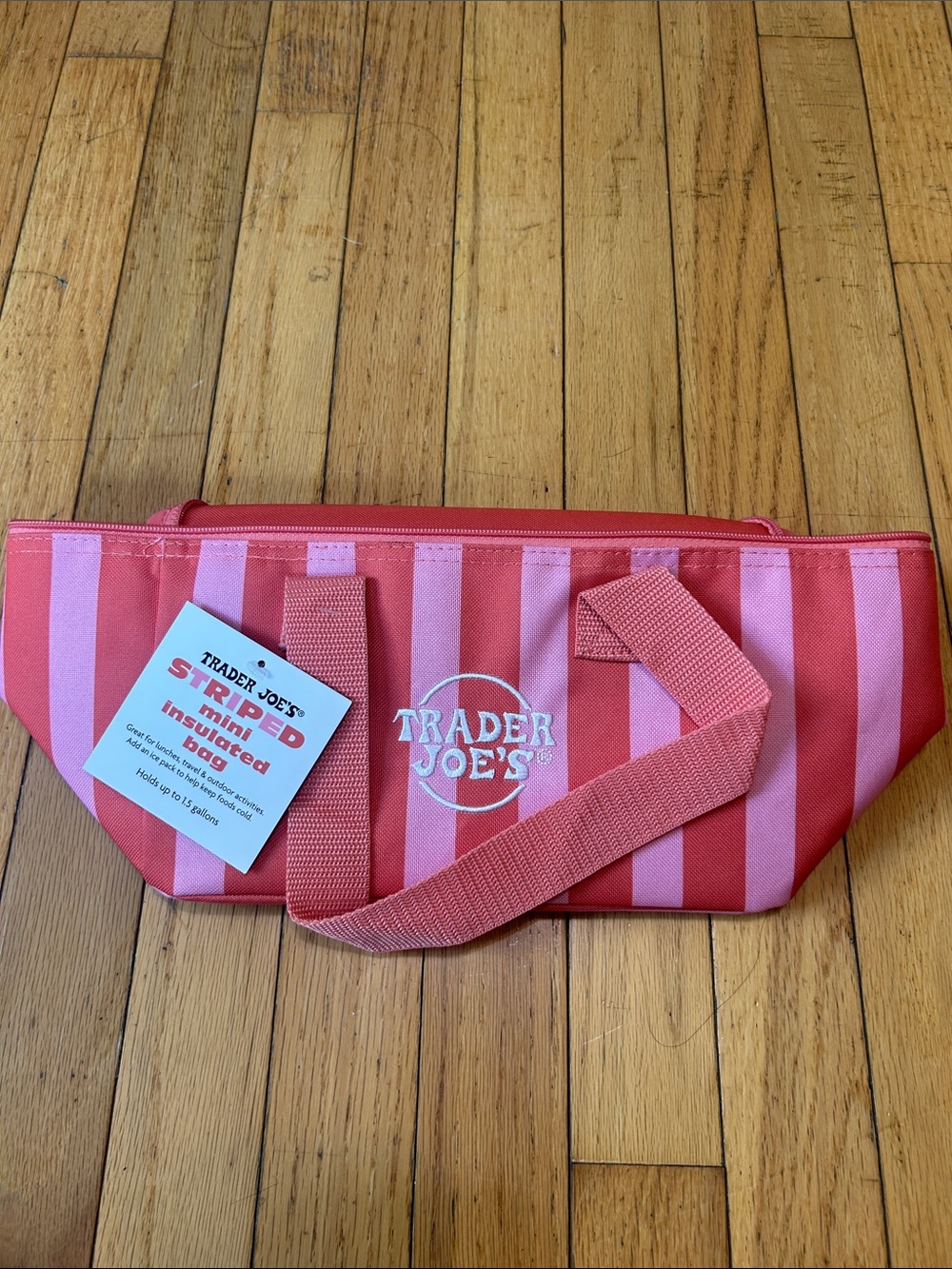 Trader Joe's Pink & Coral Striped mini Insulated bag